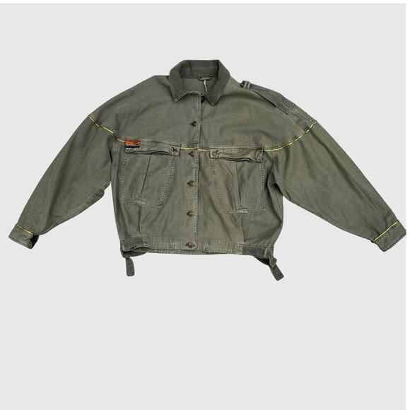 Free People Slouchy Military Jacket Size S in Moss Relaxed Boxy Oversized Fit - Picture 4 of 9